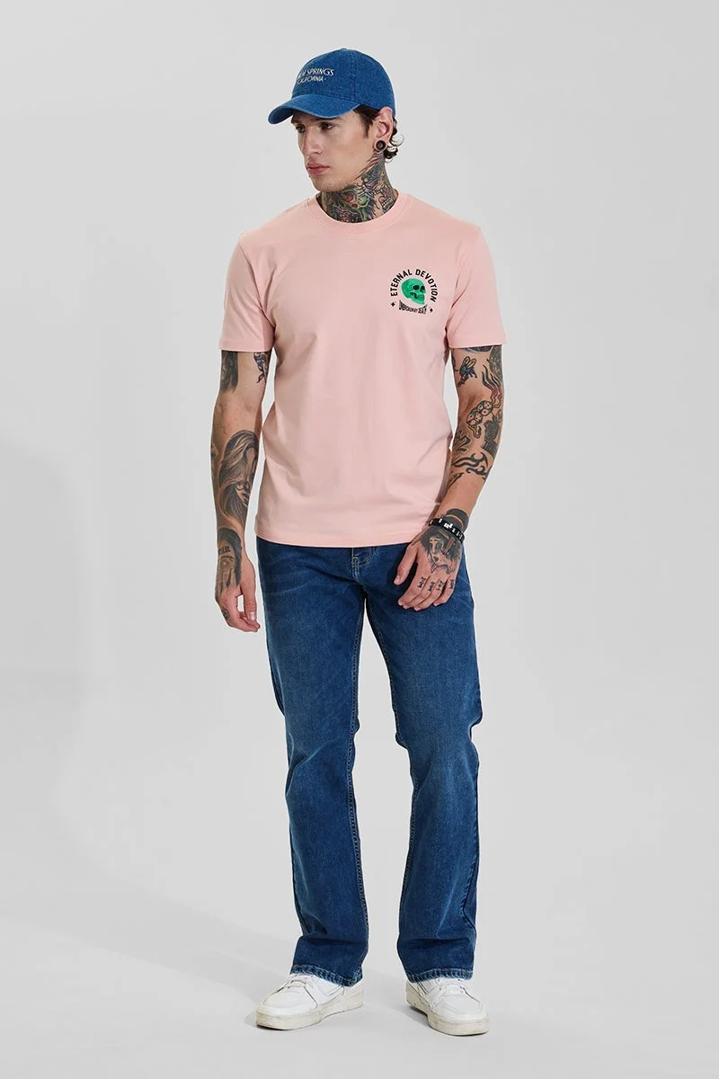 SNITCH Eternal Light Pink Graphic Print Slim Fit T-Shirt